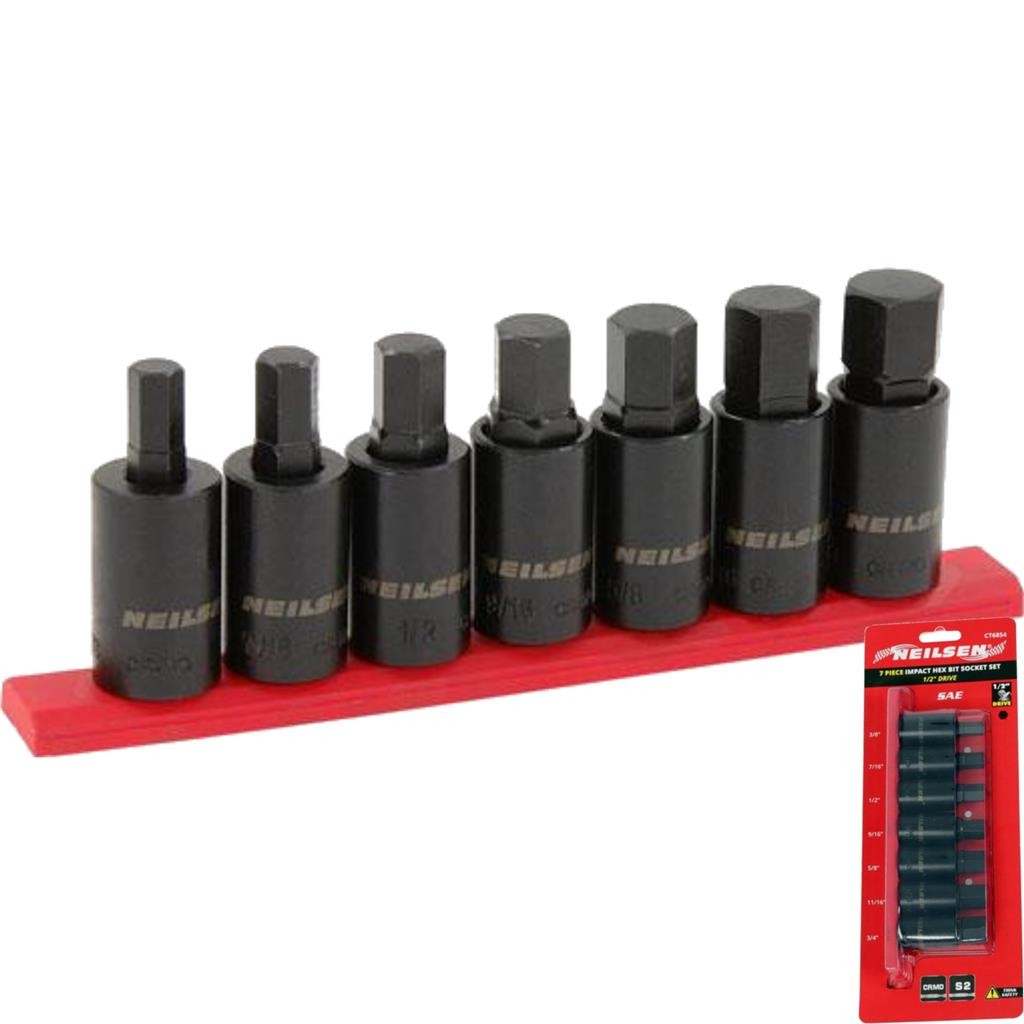 Neilsen Impact Hex Bit Socket Set 7pc T40 To T70 3/8" D