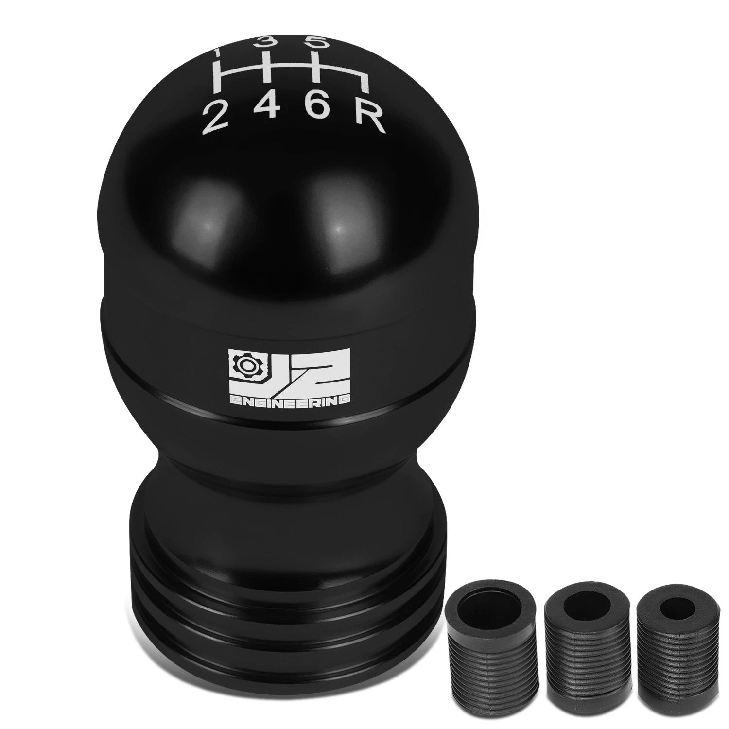J2 Universal Aluminum Shift Knob Black Teardrop Shape Design W/