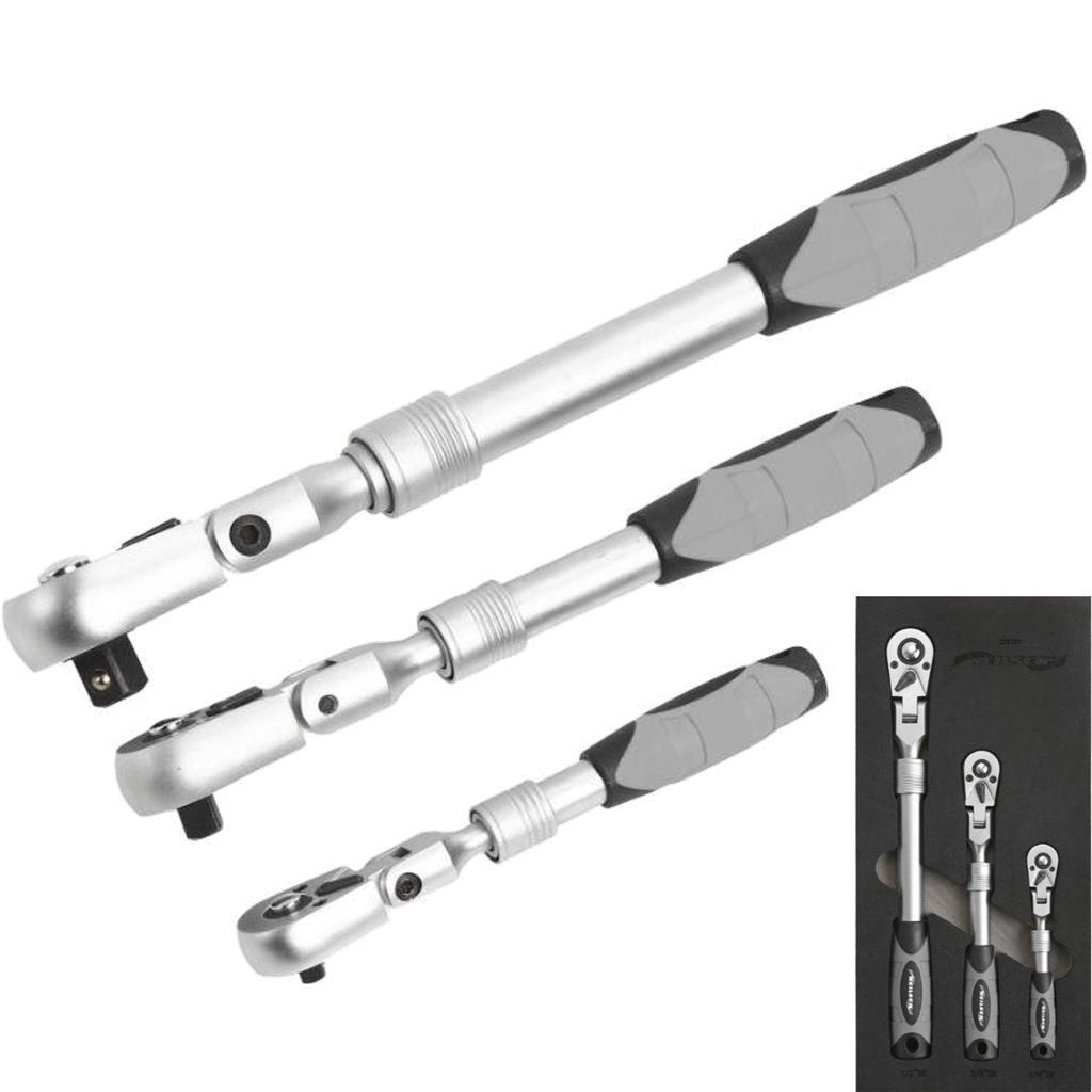 Neilsen 3pc Flexible Socket Ratchet Handle Set