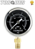 Torques Analog Fuel Pressure Gauge Black Face 0-1 BAR / 0-15 PSI Fluid
