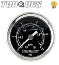 Torques Analog Fuel Pressure Gauge 1/8" NPT Black Back Fed 0-1 BAR /