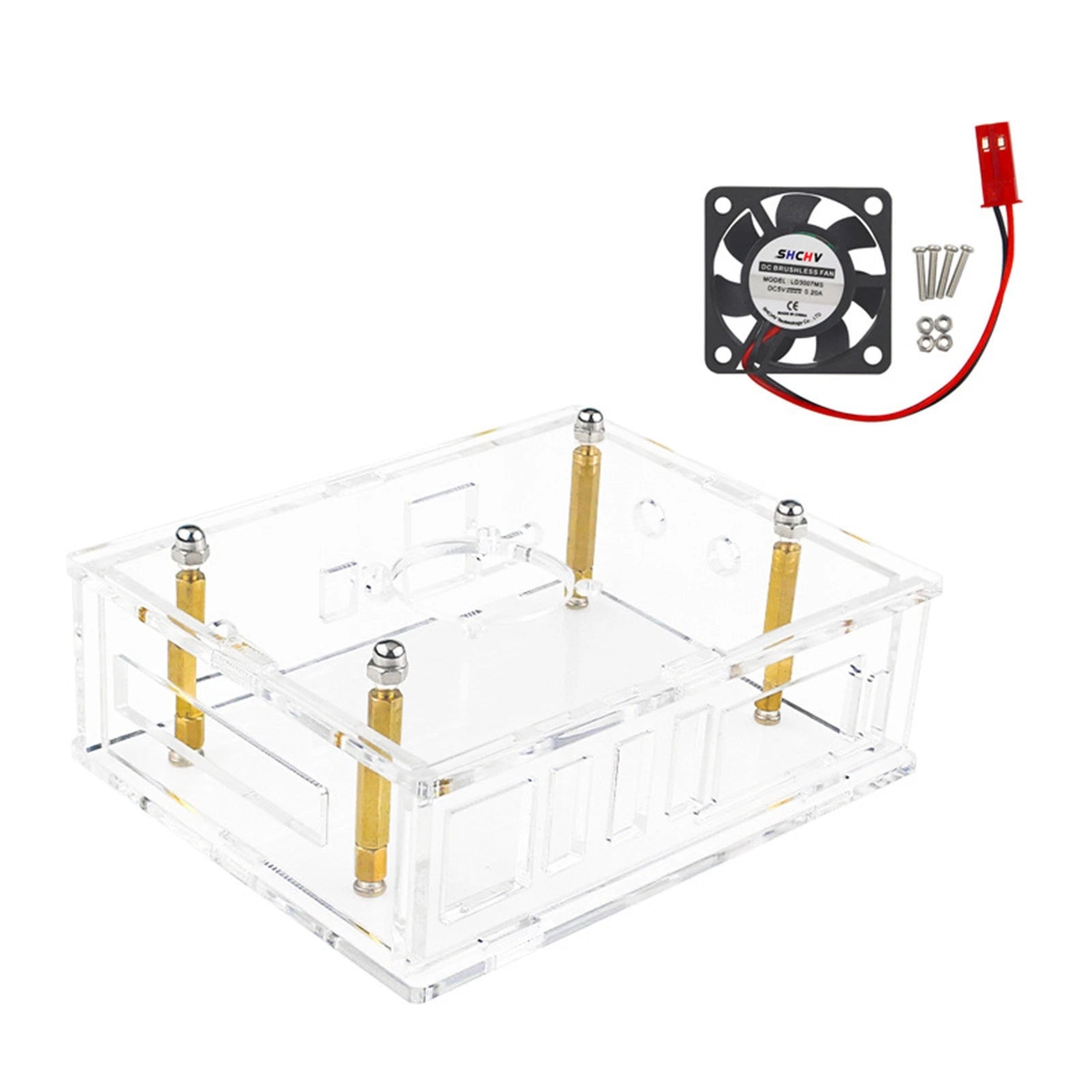 Acrylic Clear Case Motherboard Shell W/ Fan Heat Sink For Orange Pi 5