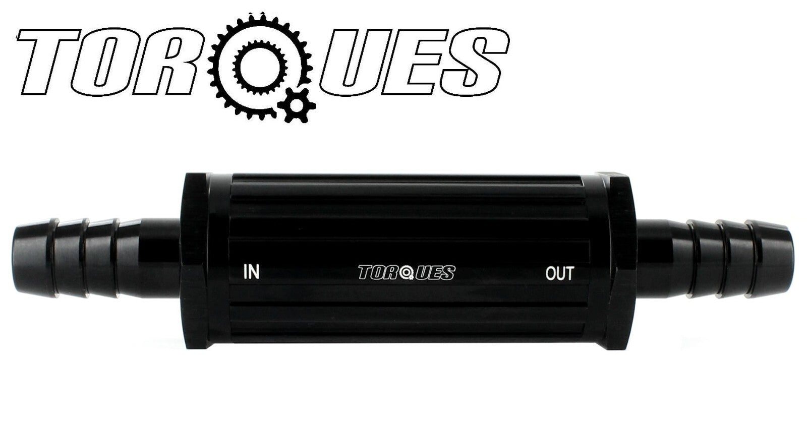 12MM (1/2") Barbed Push on Aluminium Fuel Filter 30 Micron in Black