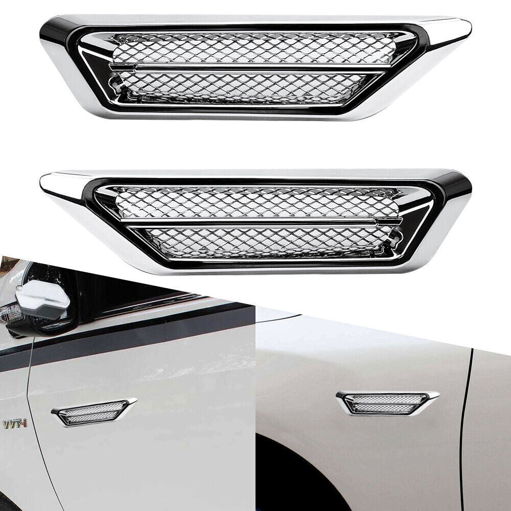 2x Plastic Chrome Car Air Flow Fender Side Vent Decoration Stickers