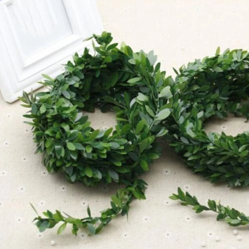 Garland Green Leaf Iron Wire Artificial Vine Wreath Rattan Home