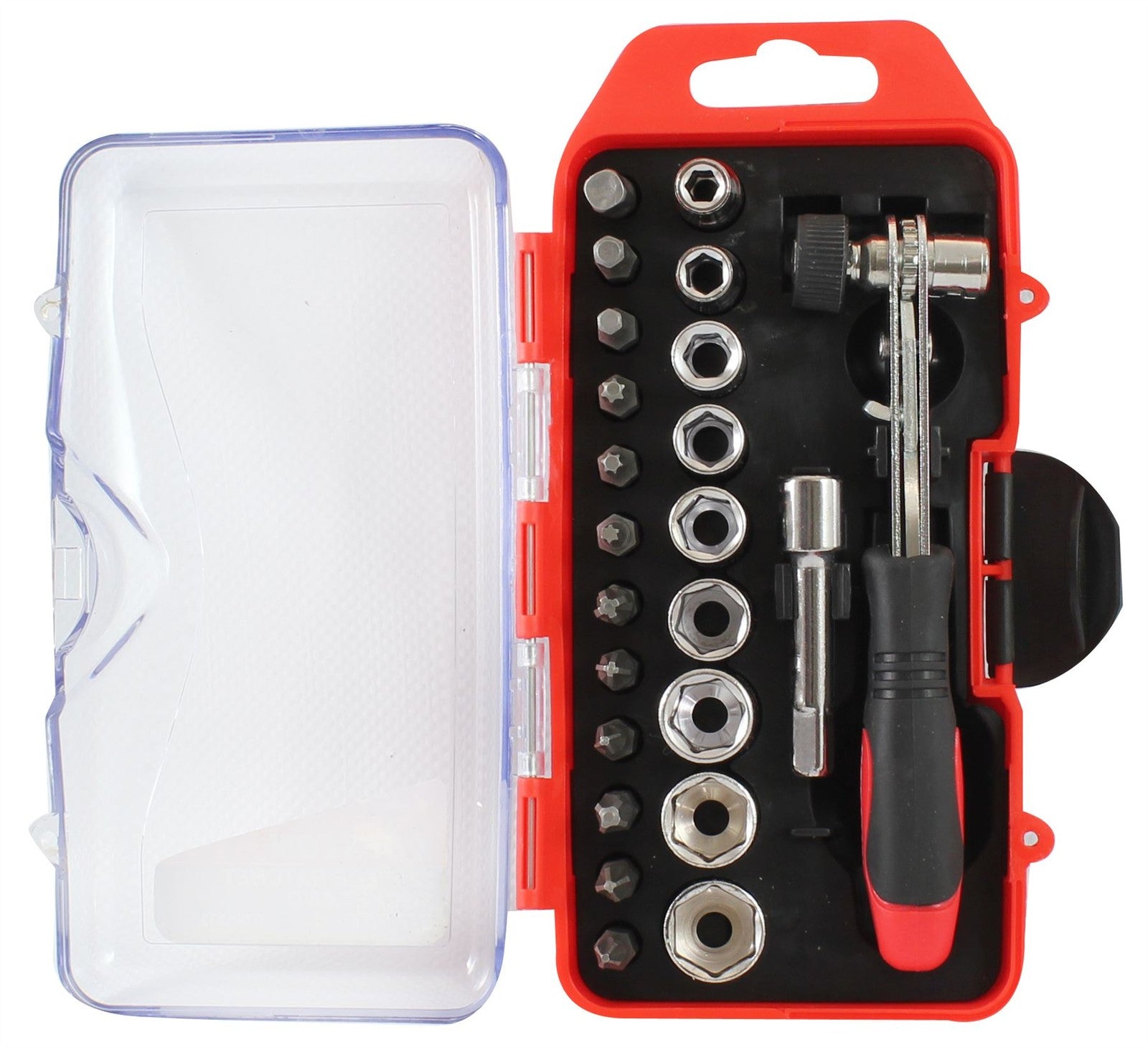 Dekton 22 pc Screwdriver Bit Ratchet Handle Socket Set 1/4" Hex Torx PoziOpens i
