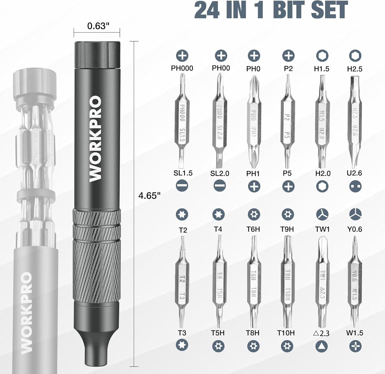 WORKPRO 24 in 1 Multi Bit Mini Screwdriver Set by WORKPRO