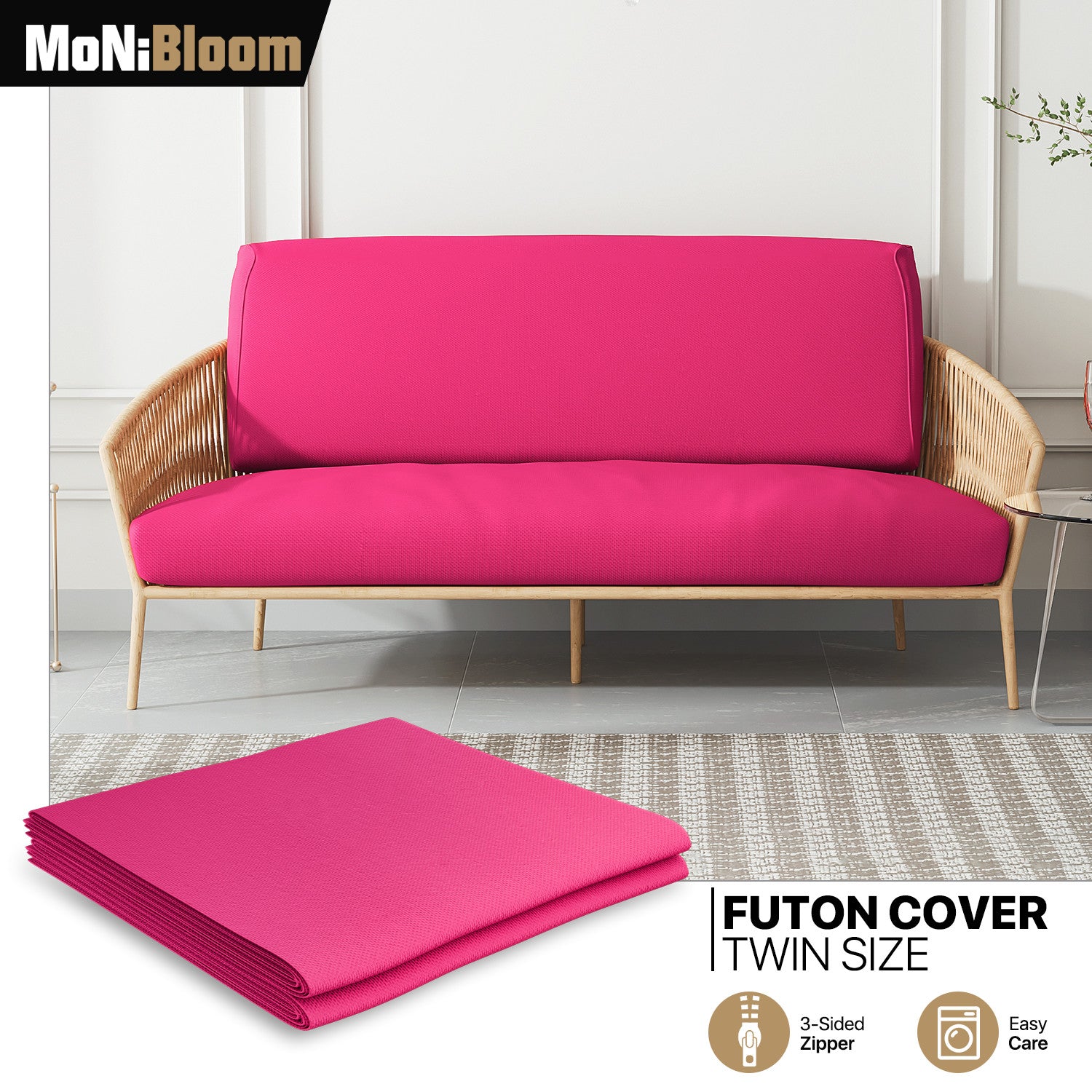 Hot Pink Twin Size Slipcover Cushion Stretch Futon Cove