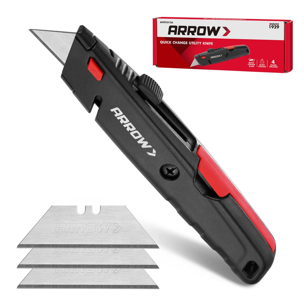ARROW Retractable Utility Knife Box Cutter Quick Change Blade Aluminum Razor NEW