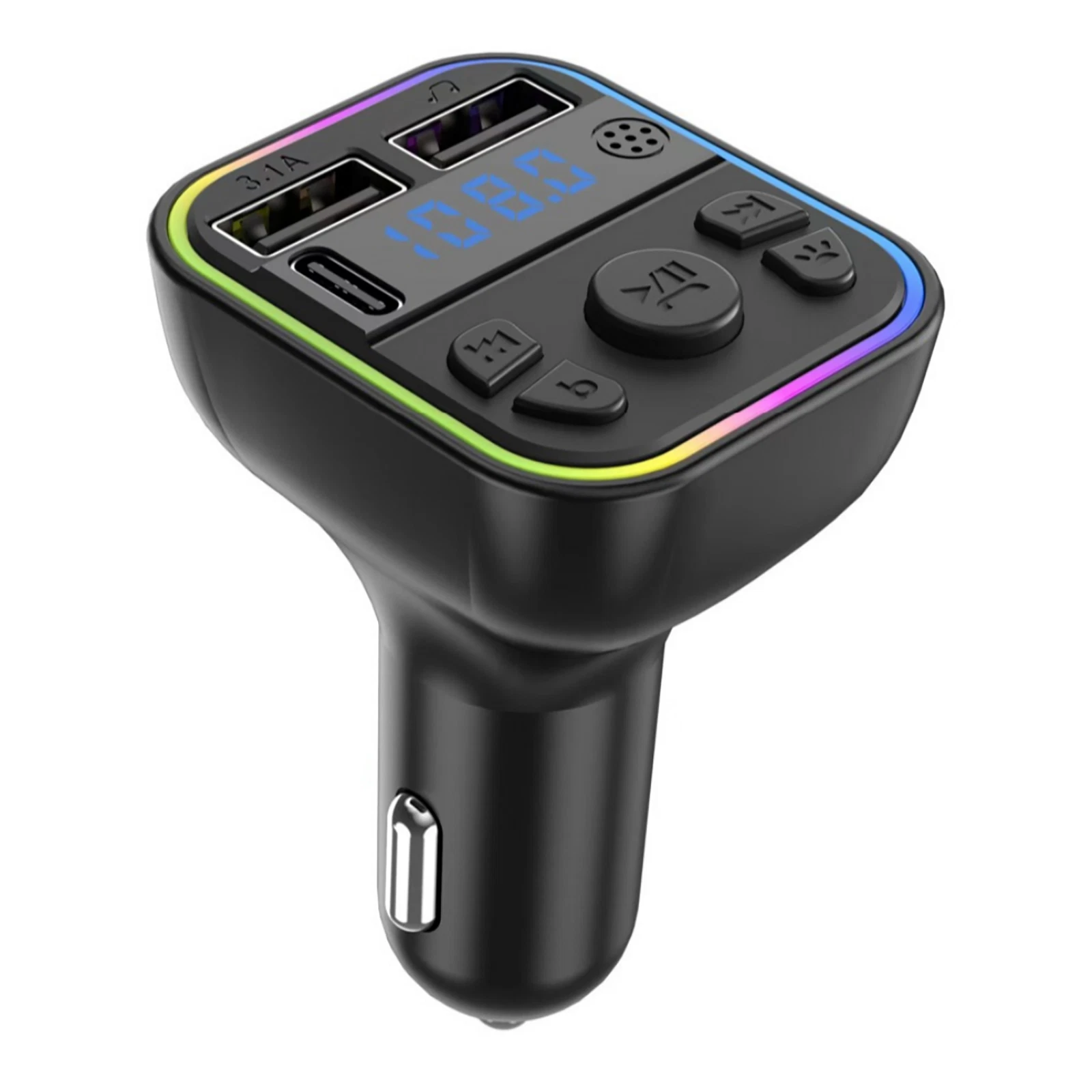 Car Bluetooth Fm Transmitter Adapter Pd Type-c Dual Usb Fast Charger