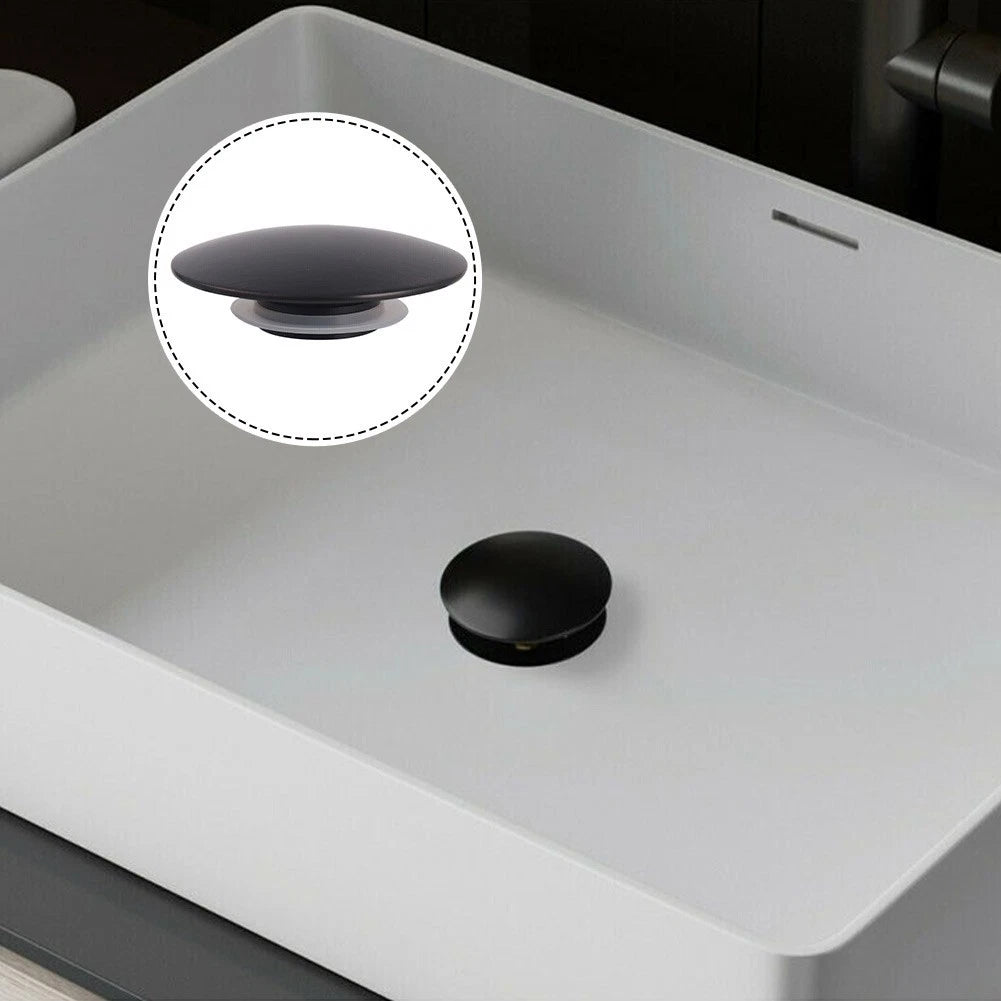 Basin Waste Stopper In Matte Black 66mm Diameter For Easy Installation