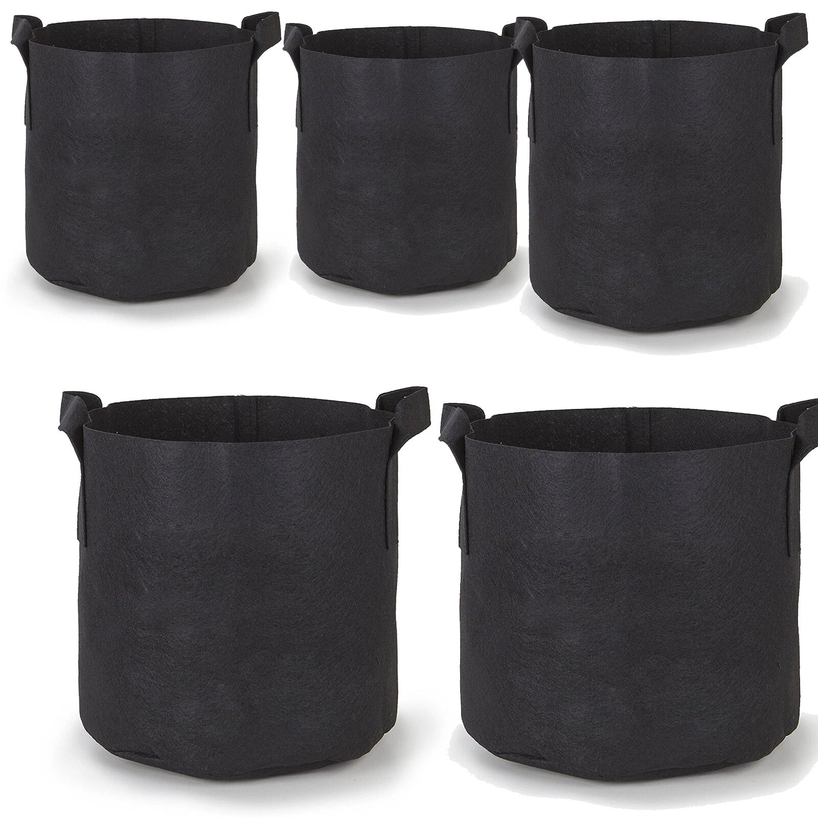 5 Pack X 7 Gallon Black Grow Bags Aeration Fabric Planter Root