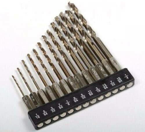 13pc Hex Shank Quick Change Cobalt Drill Bit Set