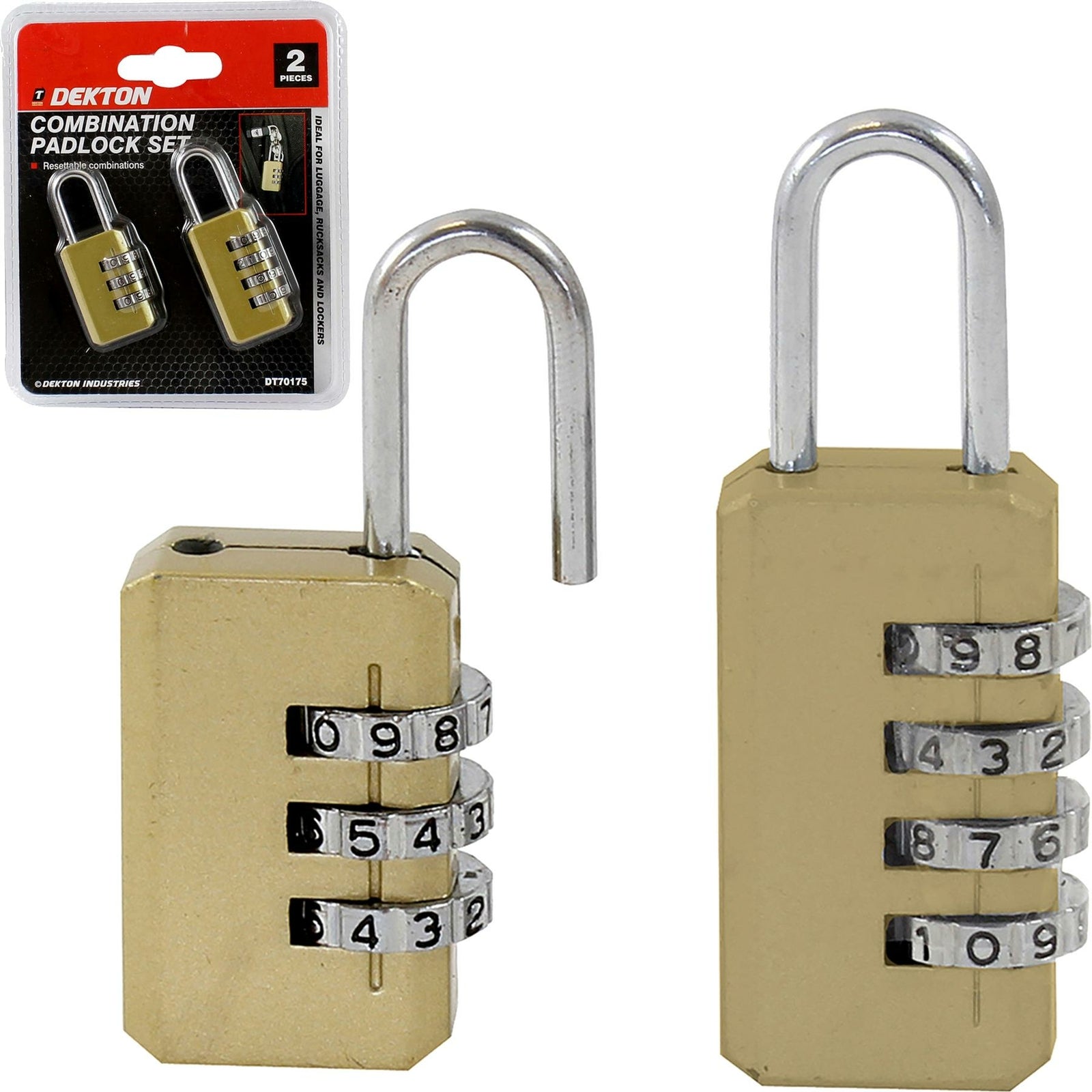 Dekton 2pc Security Padlock Set