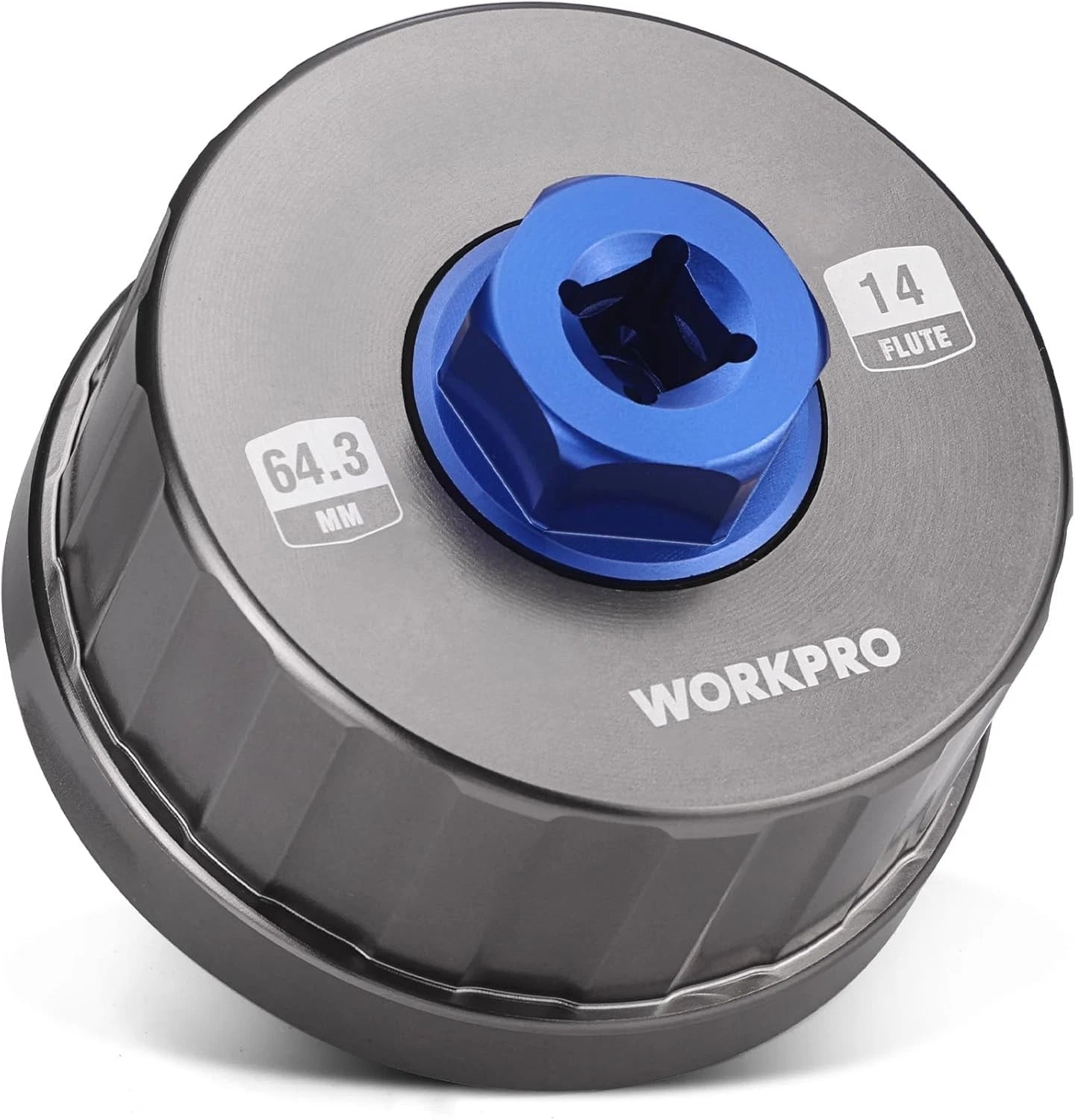 WORKPRO Precision Oil Filter Wrench 64mm14Flute Aluminum Oil Filter Removal Tool
