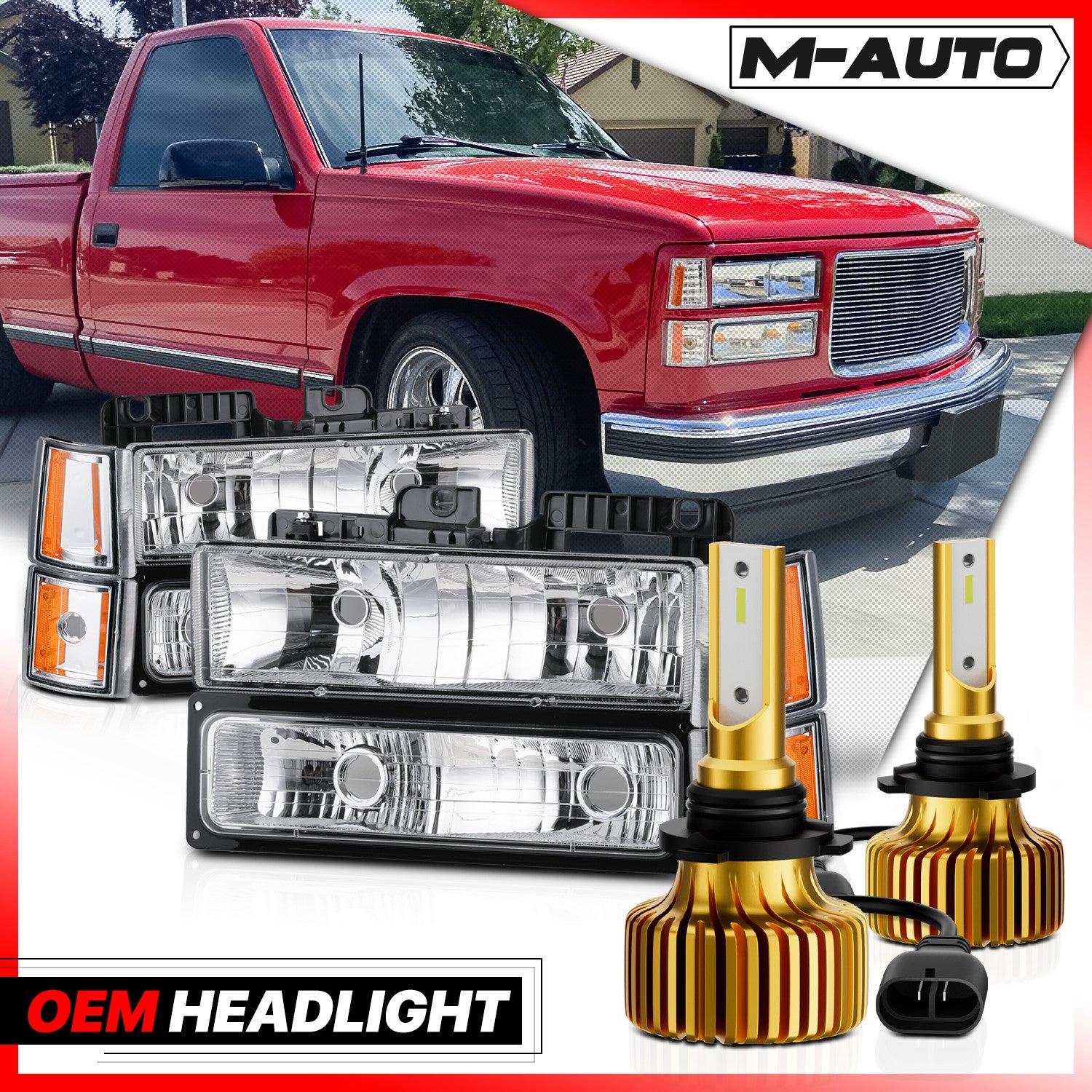 8PC[HEADLIGHT+BUMPER CORNER LAMP+6500K LED BULB]for 199
