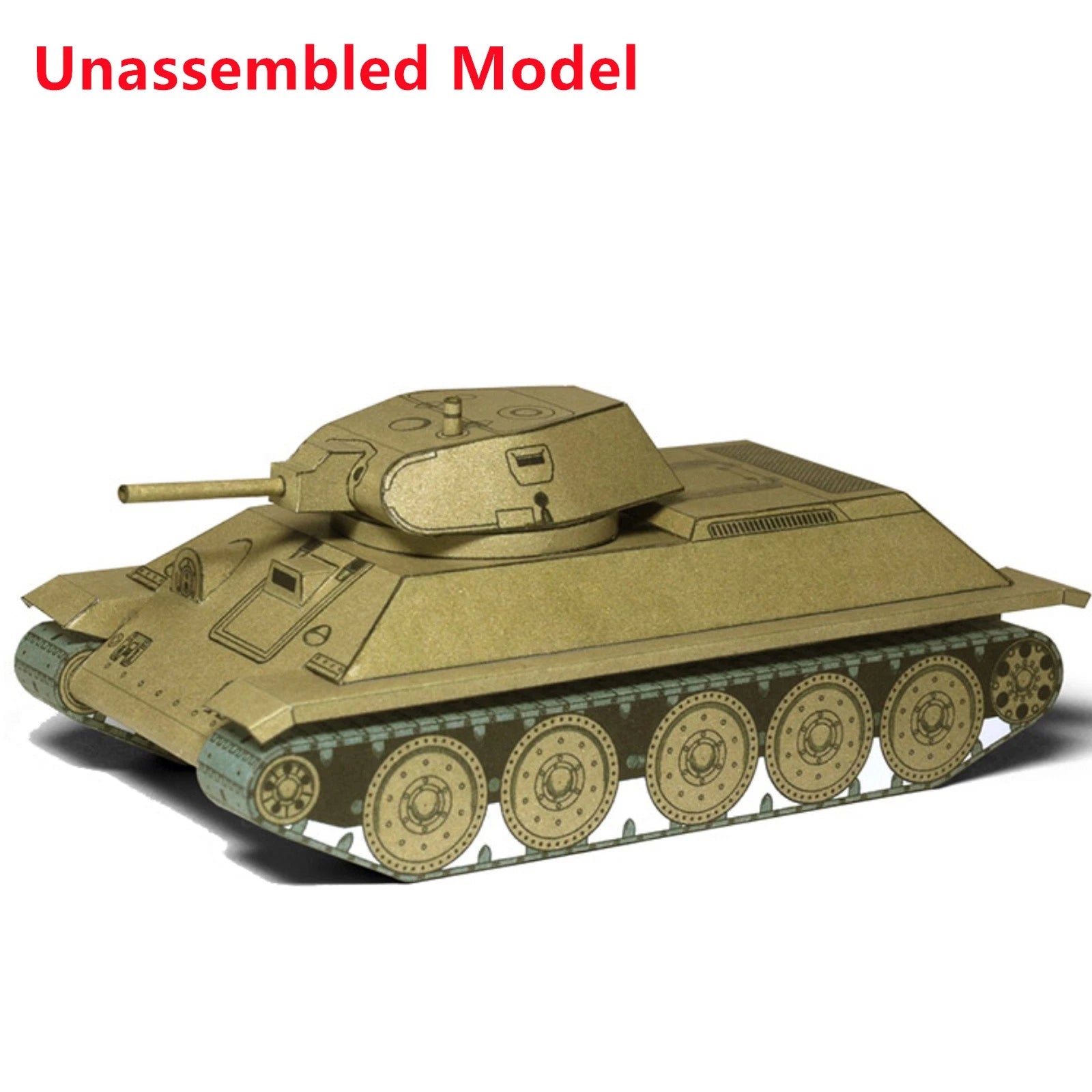 Unassembled Paper Model T-34 Medium Tank Handmade Diy Model Kit