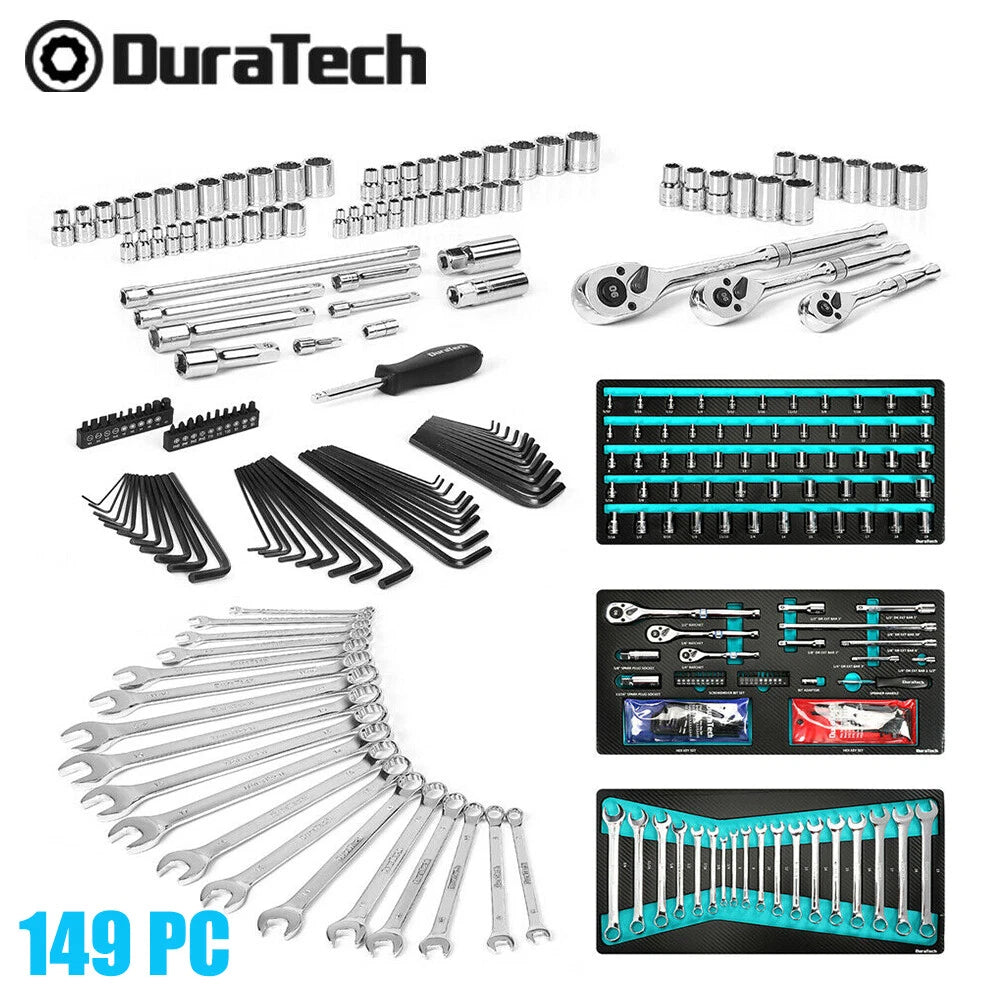 Duratech Mechanics Tool Set Ratchet Wrench Set Sae/metric Socket