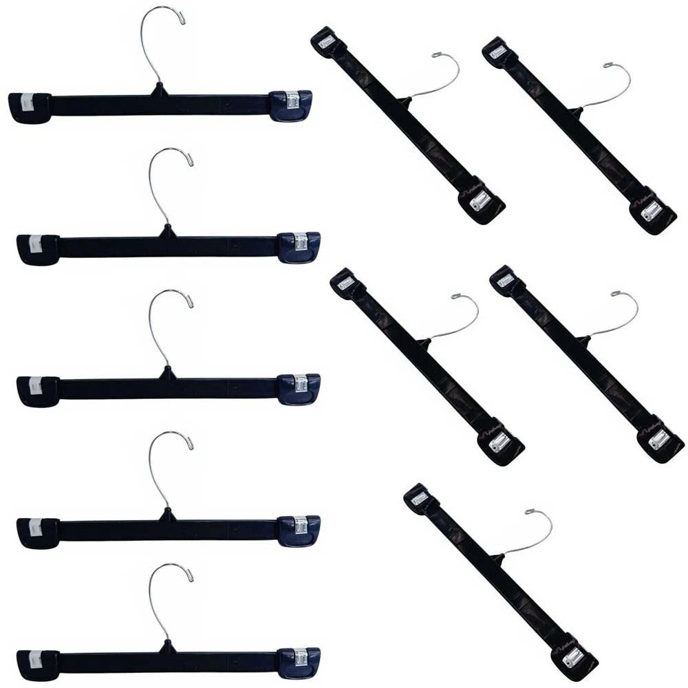 12" Clothes Hangers Plastic With Slide Lock Clip For Pants Skirts