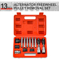 Red 13 Pcs Steel Alternator Freewheel Pulley Removal Set Kits Auto
