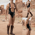 Male Pu Leather Latex Bodysuit Tight Tank Top Style Bodysuit For