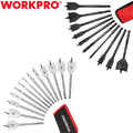 WORKPRO Spade Drill Bit Set Carbon Steel with Nylon Storage Case Included NEW