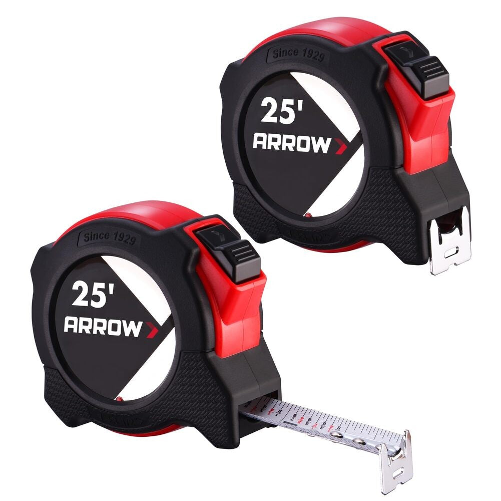 Arrow 2pc 25ft Auto-Lock Tape Measure Double Sided