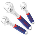 3PCS Adjustable Wrench Set CR-V Rubberized Anti-Slip Grips 6" 8" 10"