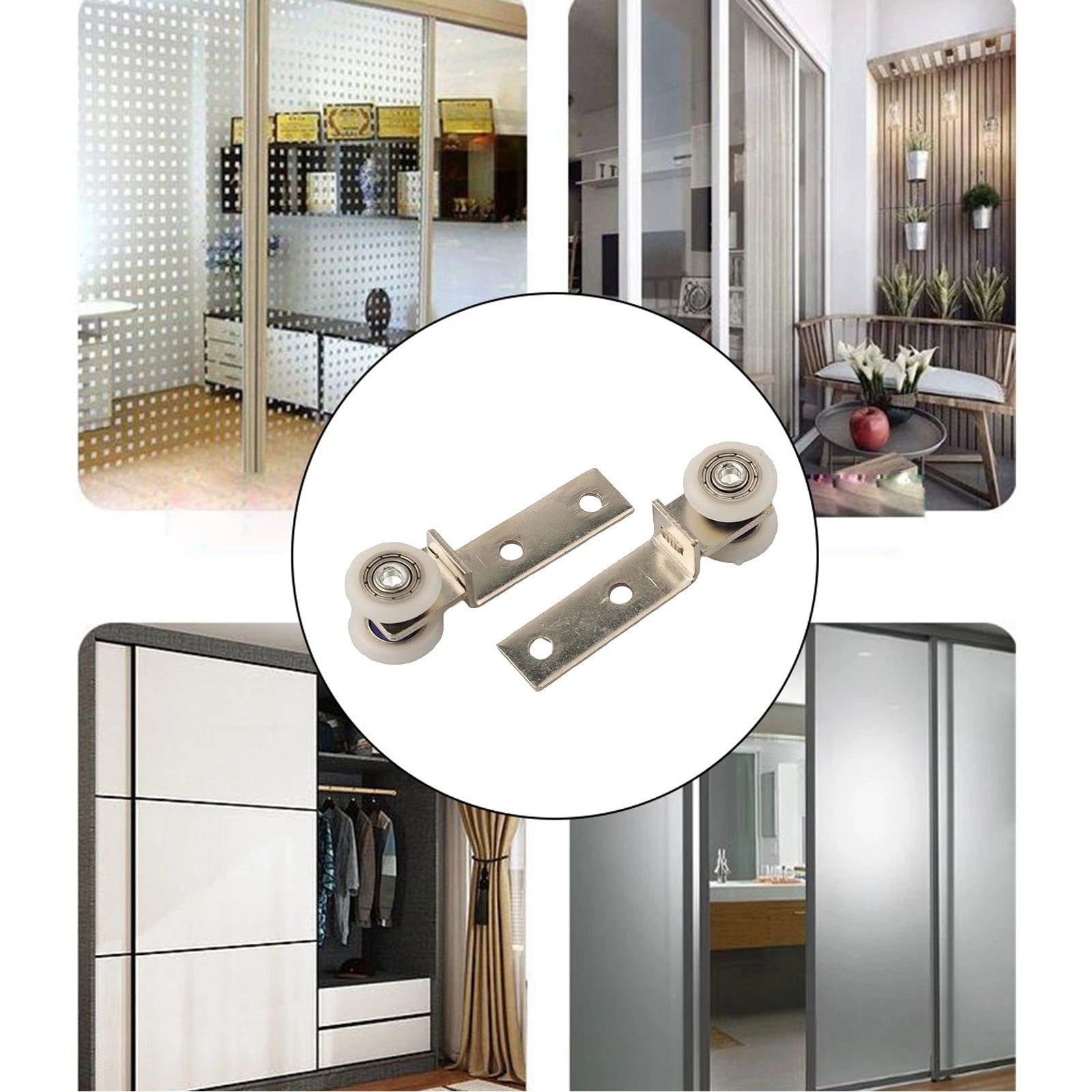 Metal Bearing Pulley Block With Plastic Wheels For Sliding Doors And