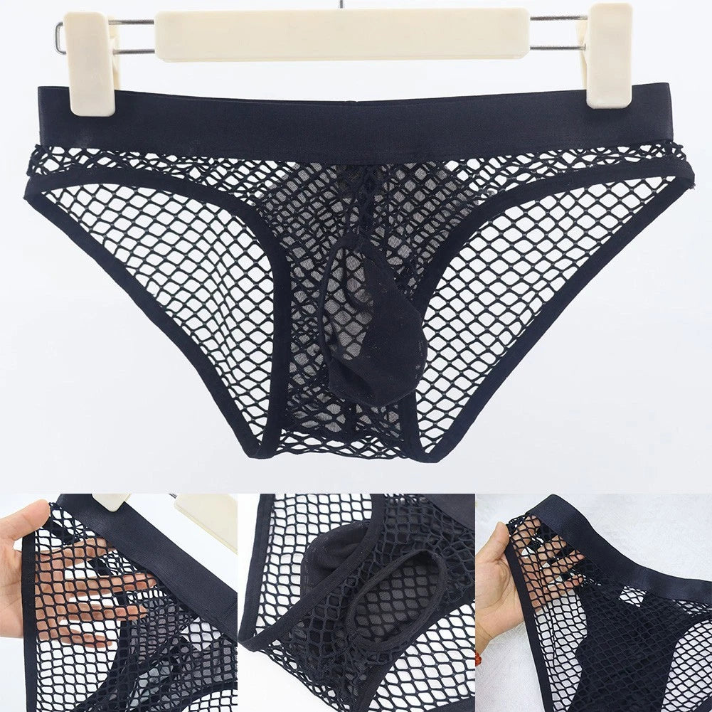 Mid-rise Underpants Hollow Bulge Pouch Big Bulge Design Classic Style