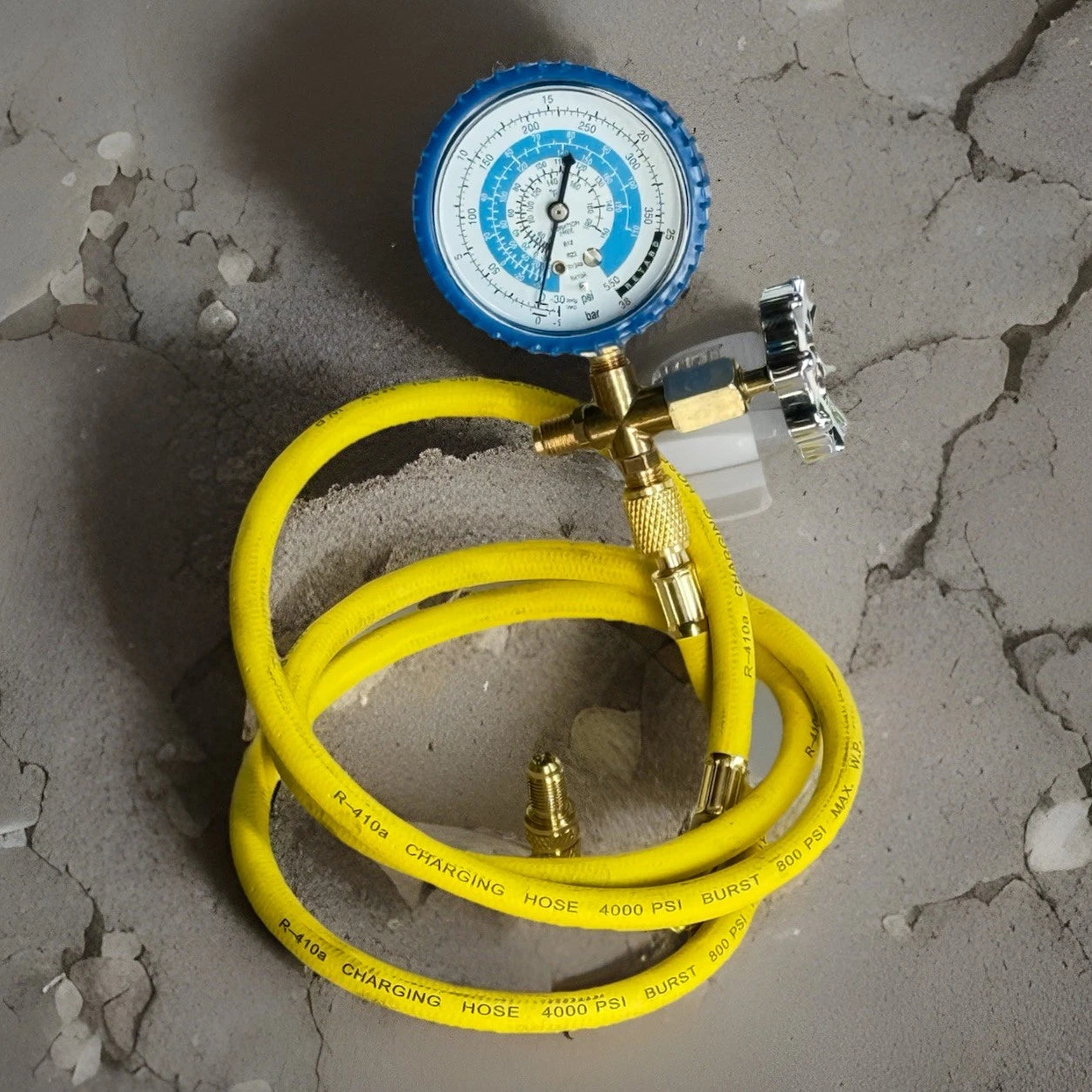 Hvac Single Manifold Gauge & Hose Kit Service Charging Ac R410a R22