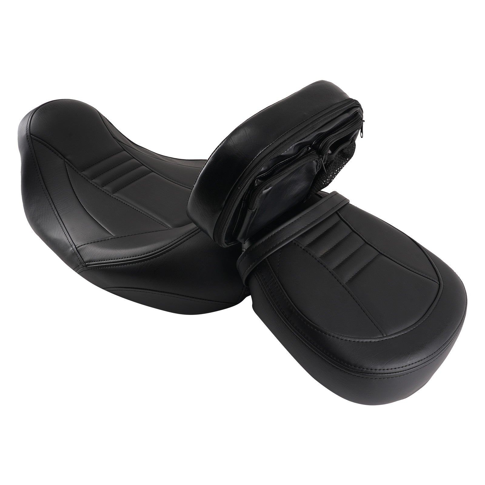 Black Leather Seat Set for Harley Touring 2009-2020 w/ Soft Foam