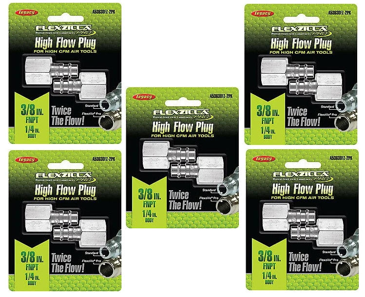10 Flexzilla Pro High Flow Air Hose Fitting Plugs Female 3/8" Npt