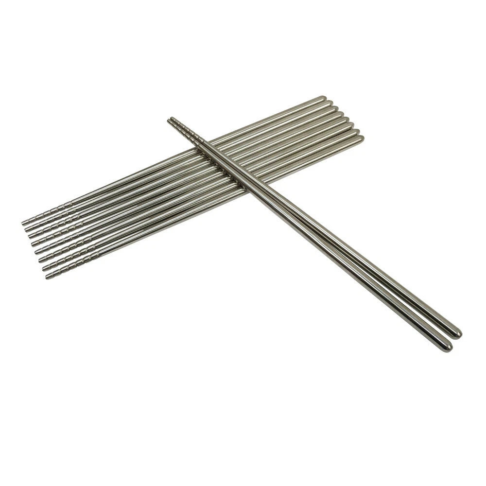 5 Pairs Reusable Non-slip Metal Chopsticks Korean Chinese Food