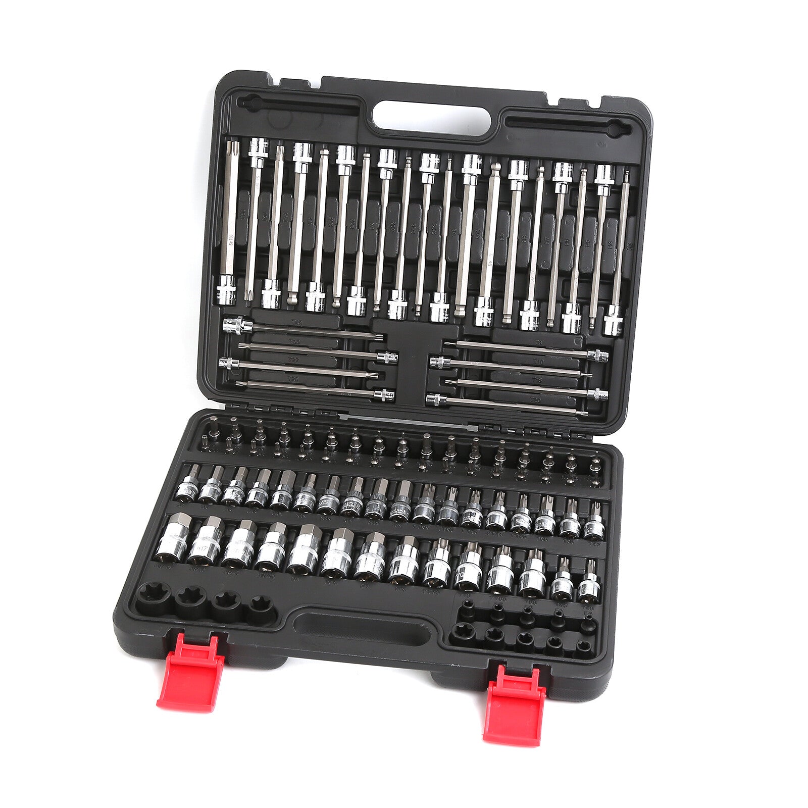 107pcs 1/4" 3/8" 1/2" Drive Bit Socket Set, SAE & Metric Torx Hex Bit