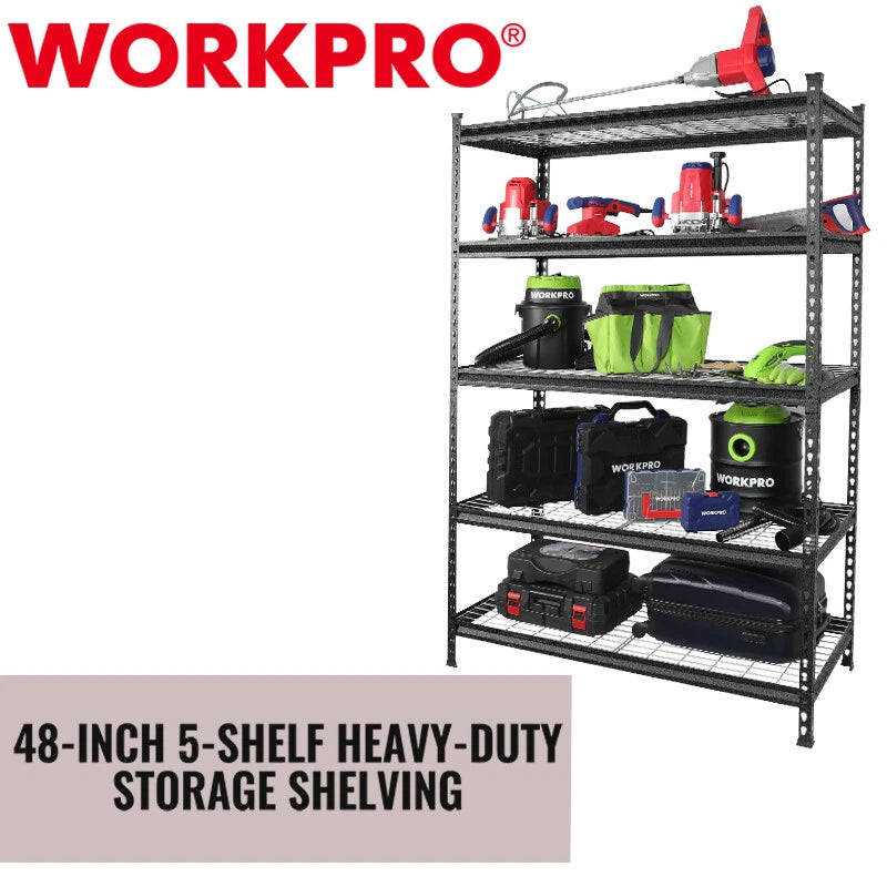 Workpro 5-tier Metal Storage Shelving Unit Storage Rack Shelf 24"d X