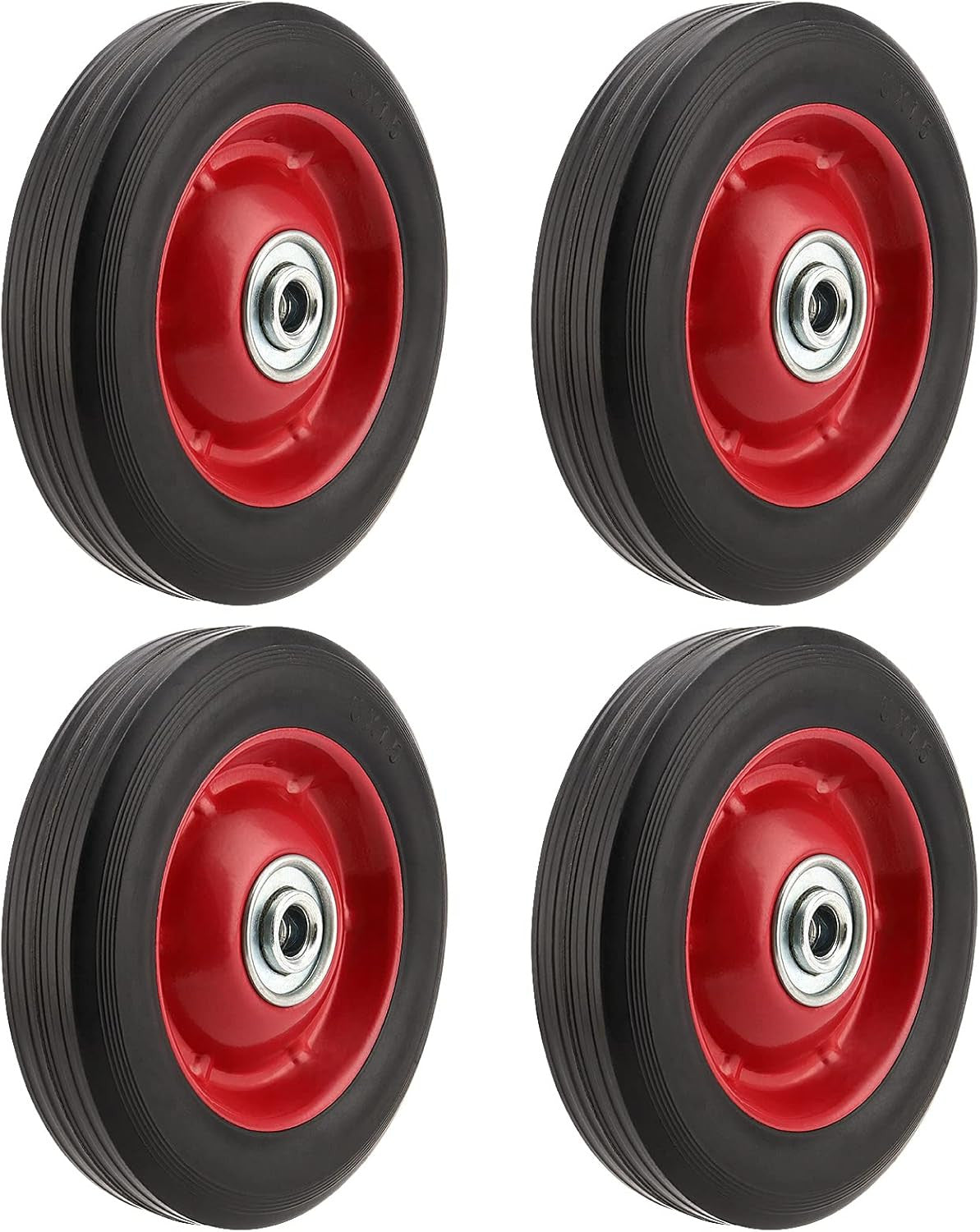 4 Pcs 6 Inch Solid Rubber Tire, Flat Free Solid Rubber Wheels, Hand