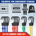 30-PC Bungee Cords Assortment Includes 10" 18" 24" 32" 40"Bungee Cord w/Hooks