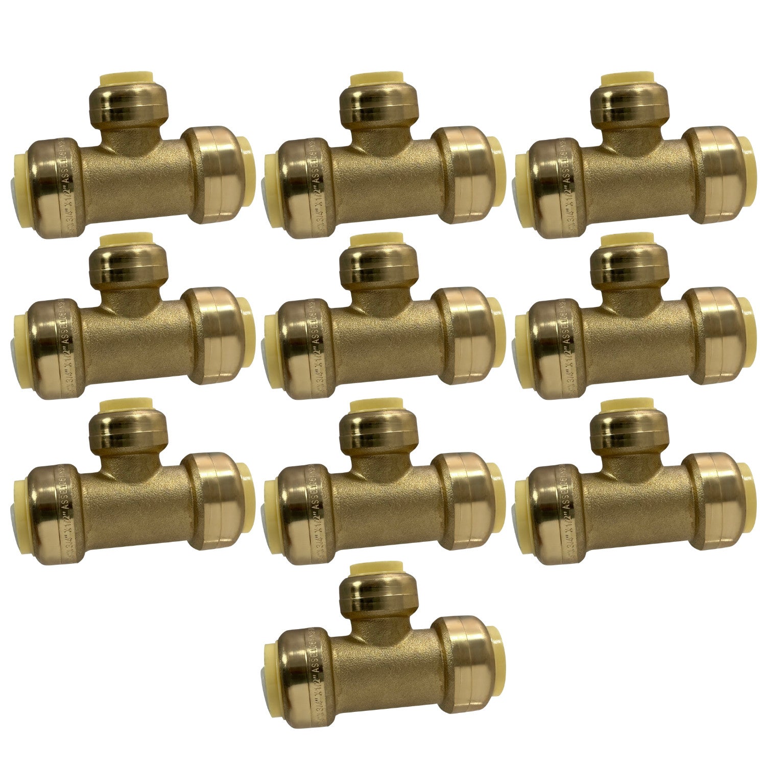10 Pack XFITTING 3/4" x 3/4" x 1/2" Push Fit Tee, Push