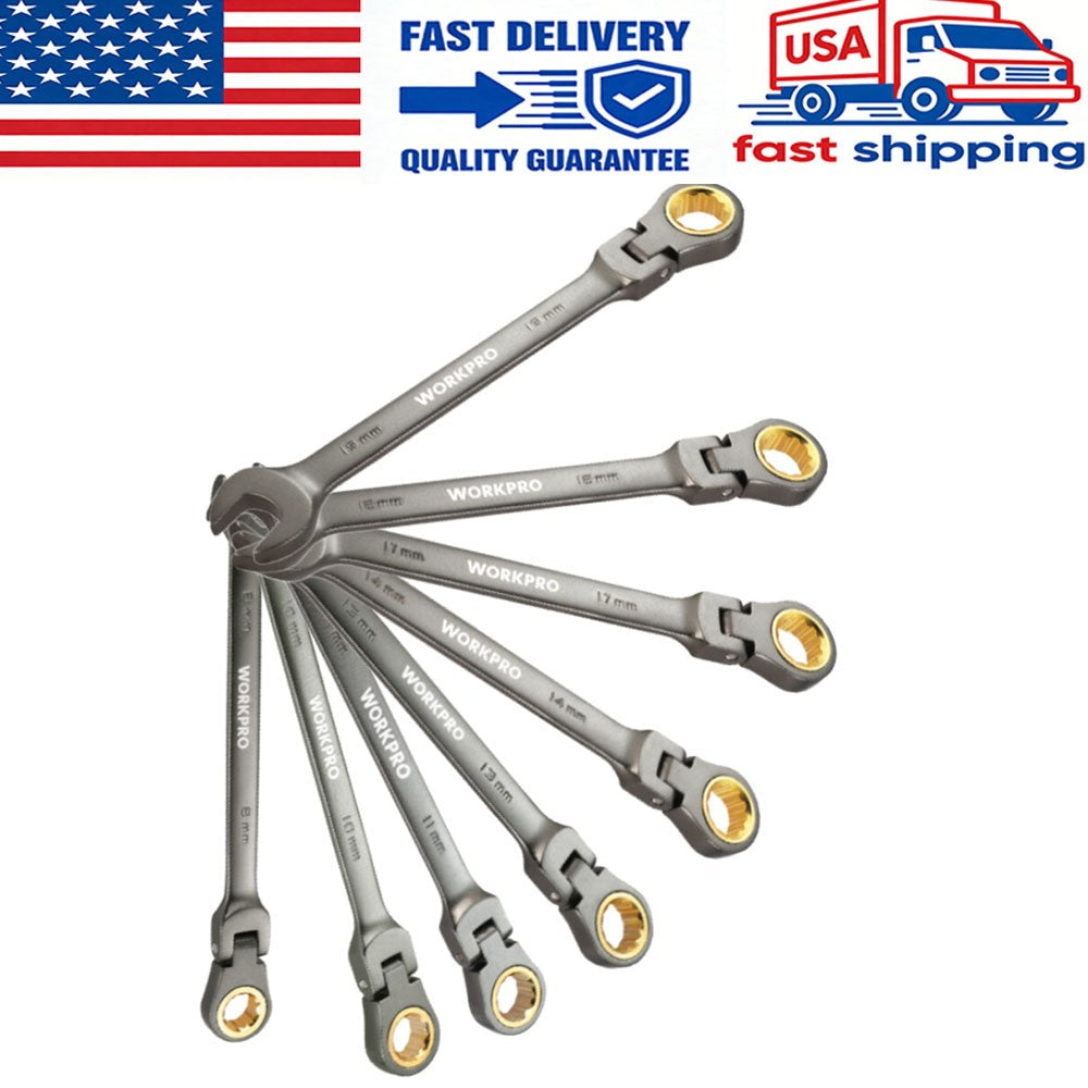 WORKPRO Flex-Head Ratcheting Combination Wrench 8mm-19mm by WORKPRO