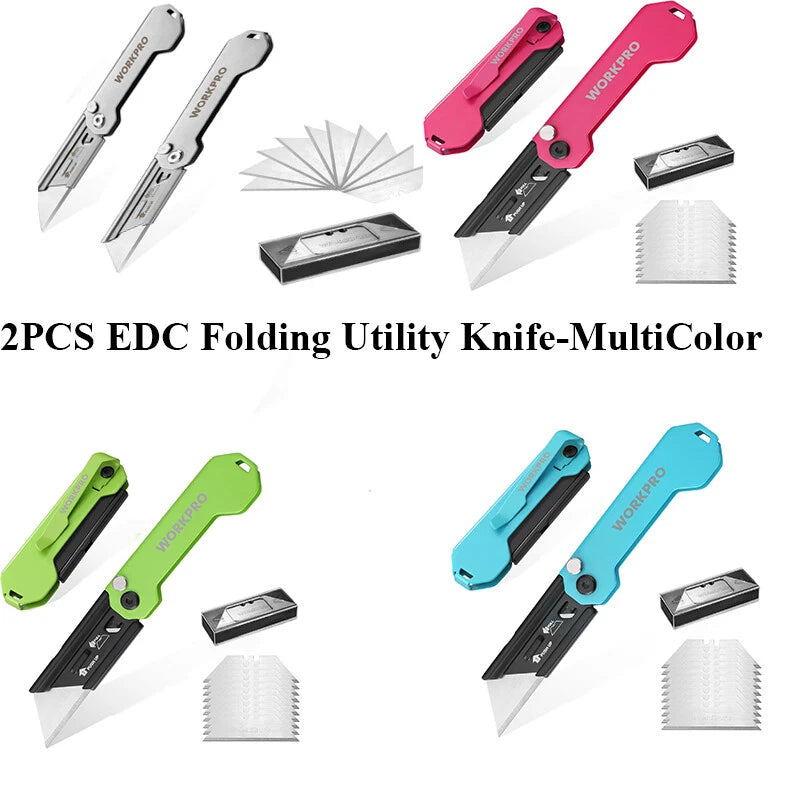 Workpro Folding Utility Knife Mini Box Cutter Edc Knife Quick Open