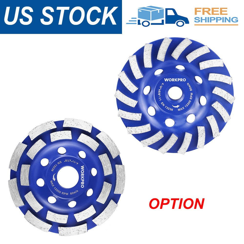 WORKPRO 4.5 Inch Diamond Wheel Cold Pressed Segmented Spiral Turbo Grinding Disc