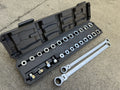 27pcs Extra Long Flex Head Ratcheting Wrench Set w/8-22mm E-type Socket Adapters