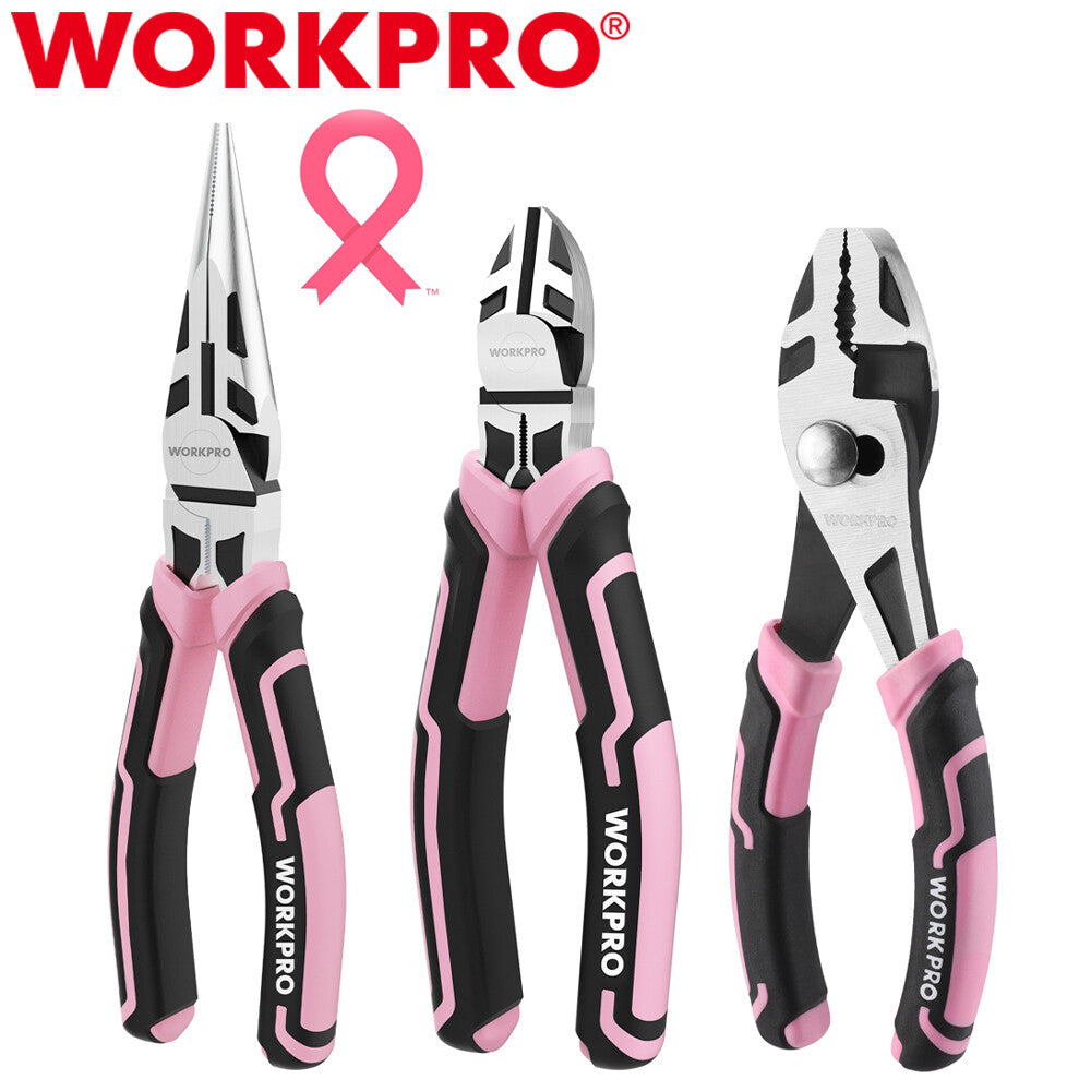 WORKPRO 3PCS Plier Set Needle Nose Plier Diagonal Cutting Plier Slip