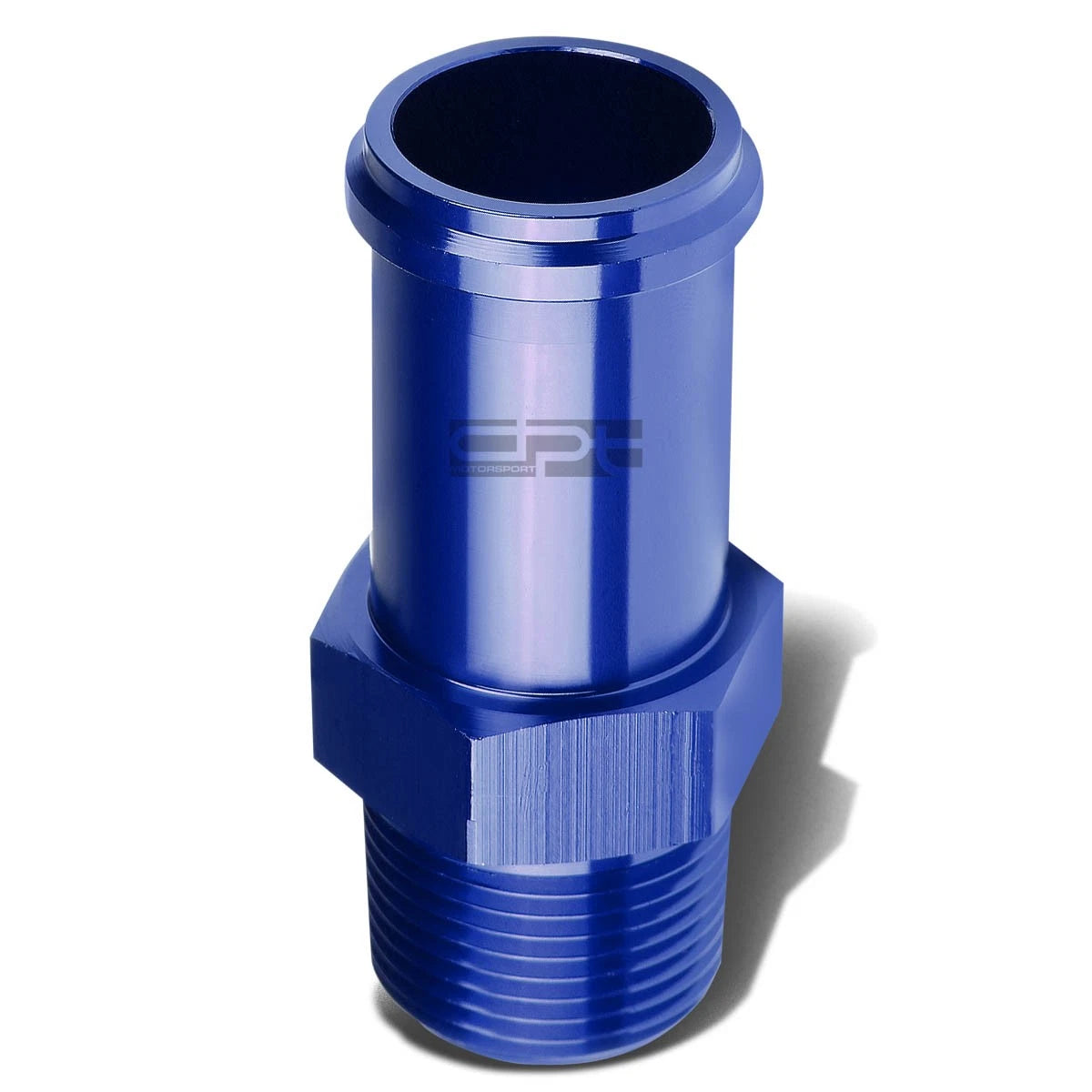 3/4" Npt Male Straight To 1" Hose Barb Nipple Blue Aluminum Finish