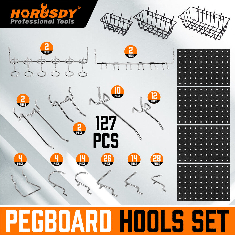 127-Pc Pegboard Hooks Set Assortment with 3 Baskets Organizing 4 Small