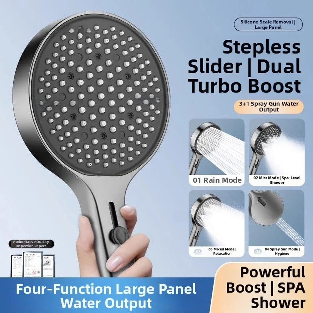 Four Function High Pressure Handheld Shower Head With Chrome Large