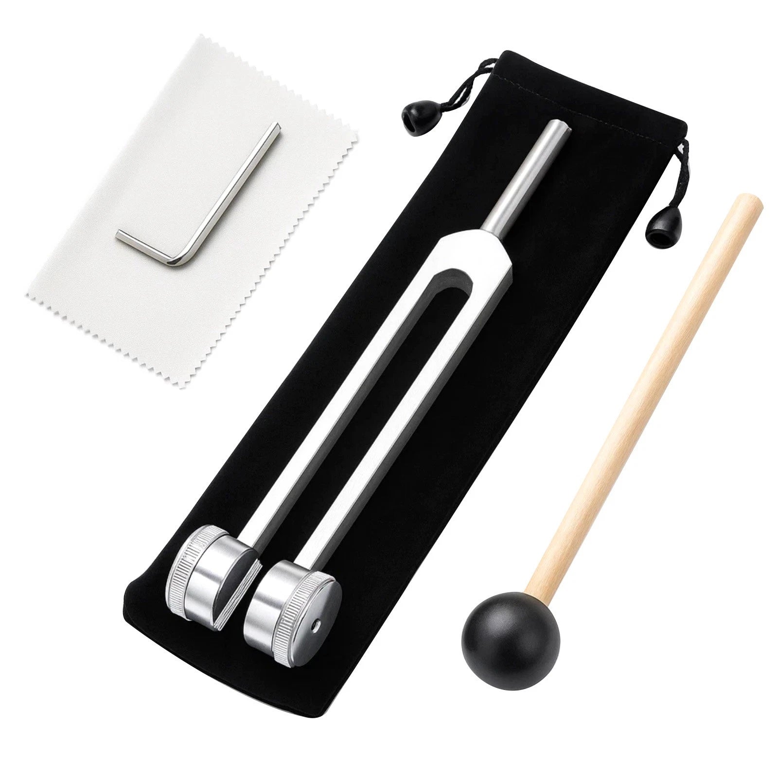 128hz Yoga Meditation Tuning Fork Set With Pouch And Silicone Reflex