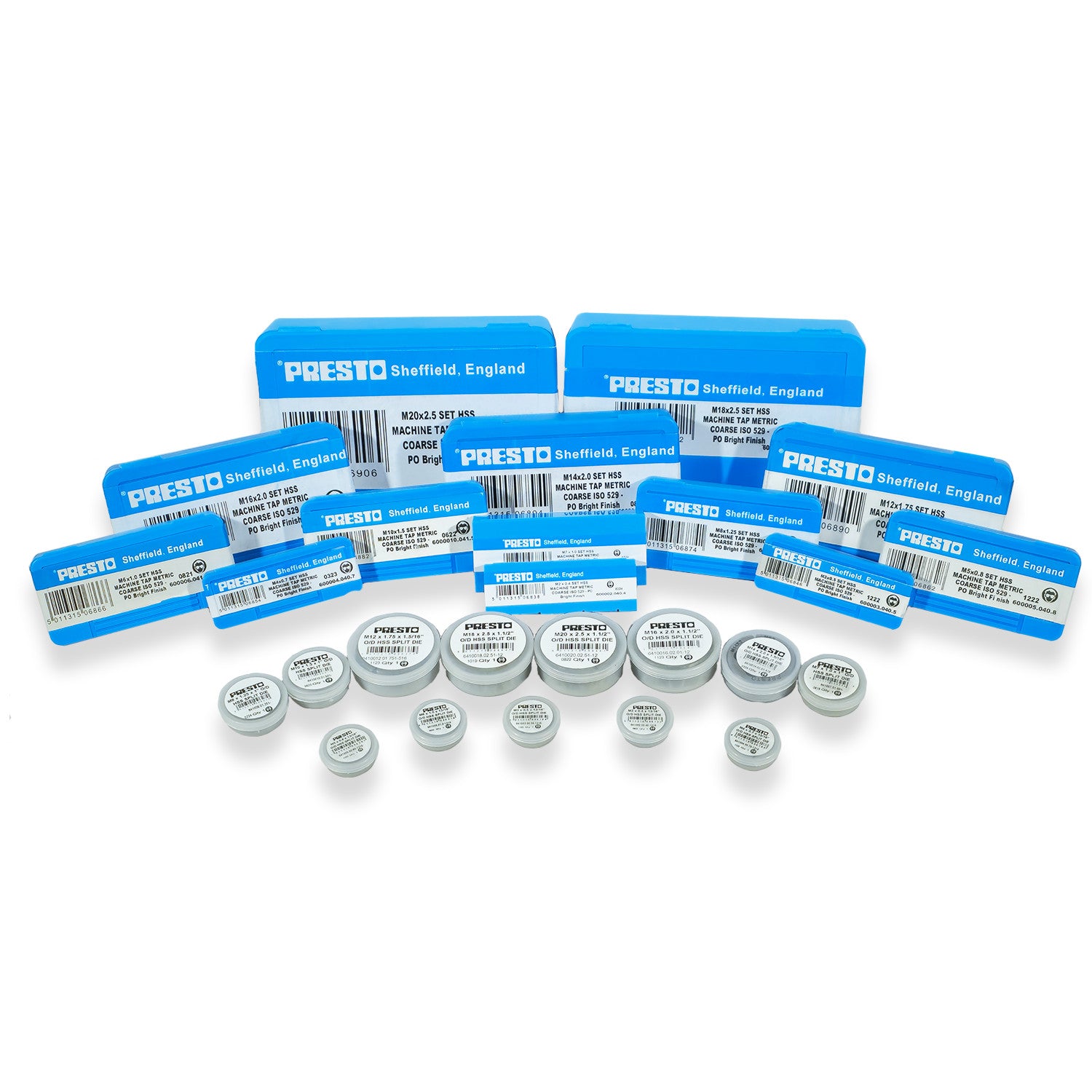 Presto Metric Taps Dies, First, Second, Plug Taps, Sets of 3, Split