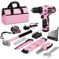 WORKPRO 12V Pink Cordless Drill Driver Set with Tool Bag